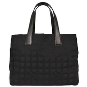 Chanel Black Jacquard Nylon Travel Line Tote Handbag 144733