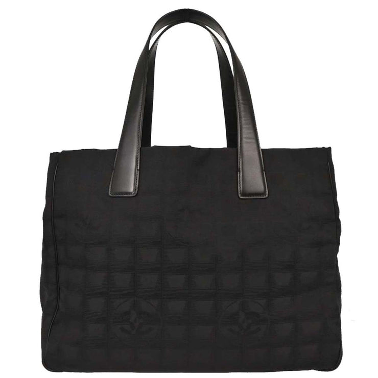Chanel Black Jacquard Nylon Travel Line Tote Handbag 144733