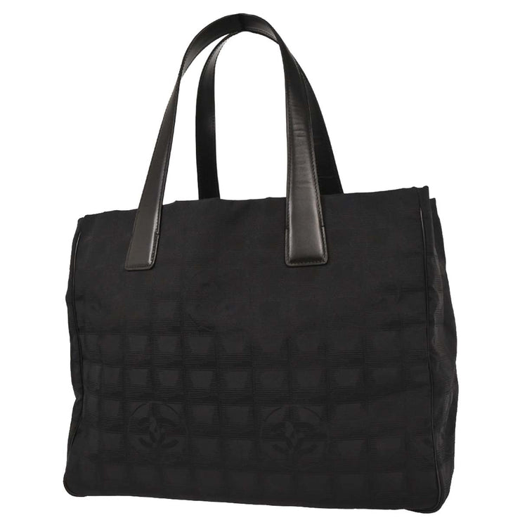 Chanel Black Jacquard Nylon Travel Line Tote Handbag 144733