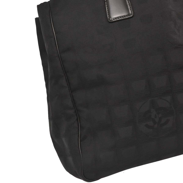 Chanel Black Jacquard Nylon Travel Line Tote Handbag 144733
