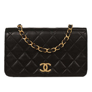Chanel Black Lambskin Turnlock Mini Full Flap Shoulder Bag 144741