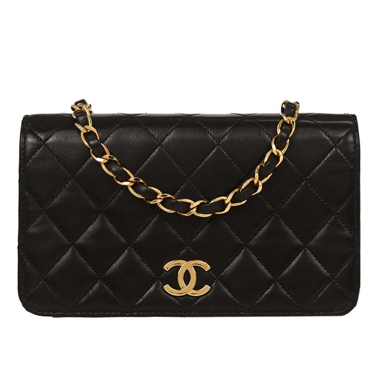 Chanel Black Lambskin Turnlock Mini Full Flap Shoulder Bag 144741