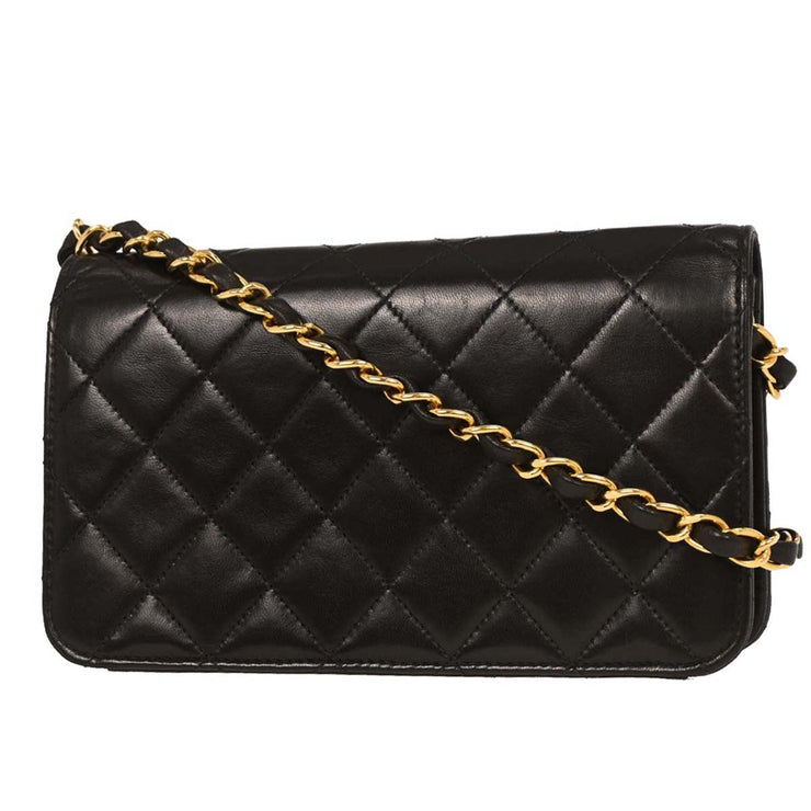 Chanel Black Lambskin Turnlock Mini Full Flap Shoulder Bag 144741