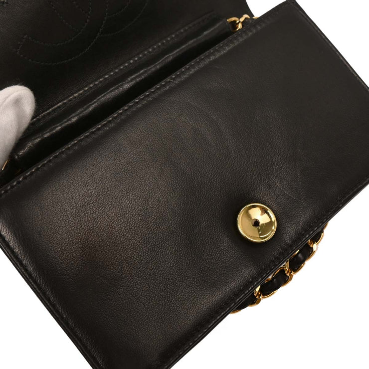 Chanel Black Lambskin Turnlock Mini Full Flap Shoulder Bag 144741