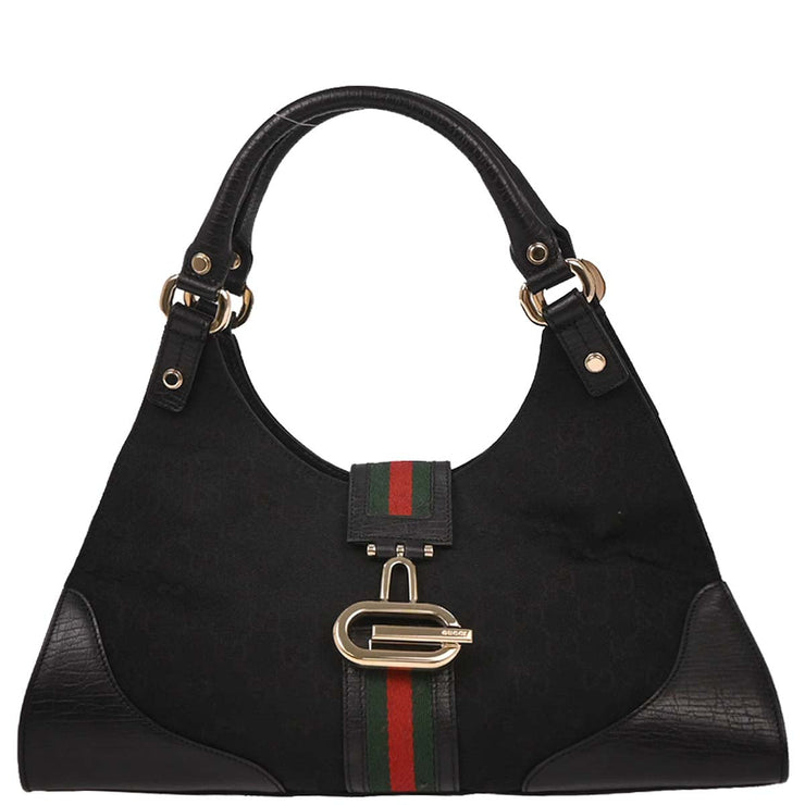 Gucci Black Canvas GG Handbag 130995 002122 144742