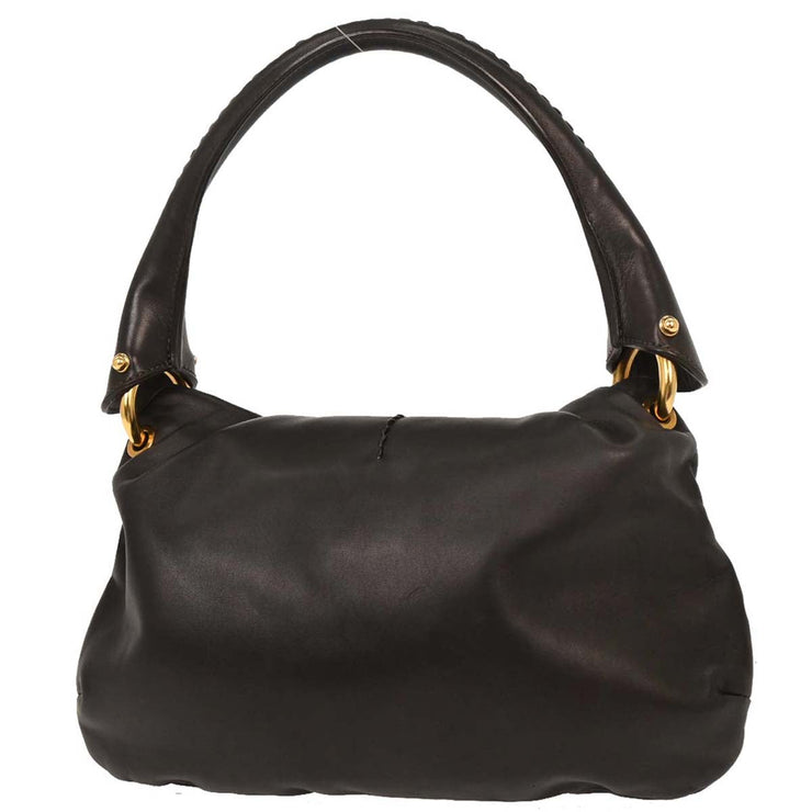Salvatore Ferragamo Black Leather Gancini Handbag EE-21 B369 144753