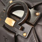 Salvatore Ferragamo Black Leather Gancini Handbag EE-21 B369 144753