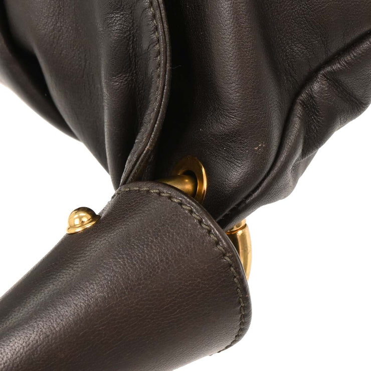 Salvatore Ferragamo Black Leather Gancini Handbag EE-21 B369 144753