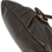 Salvatore Ferragamo Black Leather Gancini Handbag EE-21 B369 144753