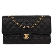 Chanel Black Calfskin Medium Classic Double Flap Shoulder Bag 144755