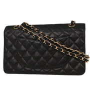 Chanel Black Calfskin Medium Classic Double Flap Shoulder Bag 144755