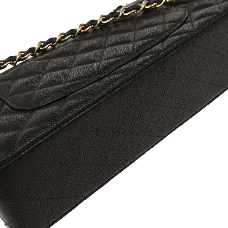 Chanel Black Calfskin Medium Classic Double Flap Shoulder Bag 144755