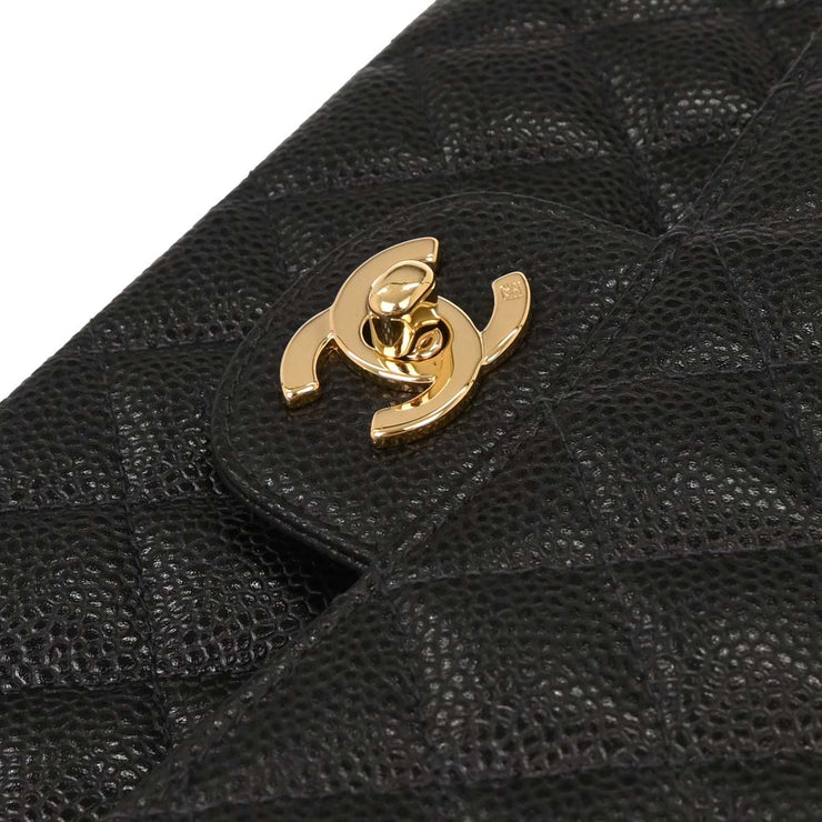 Chanel Black Calfskin Medium Classic Double Flap Shoulder Bag 144755