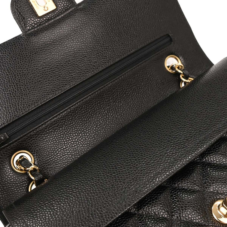 Chanel Black Calfskin Medium Classic Double Flap Shoulder Bag 144755
