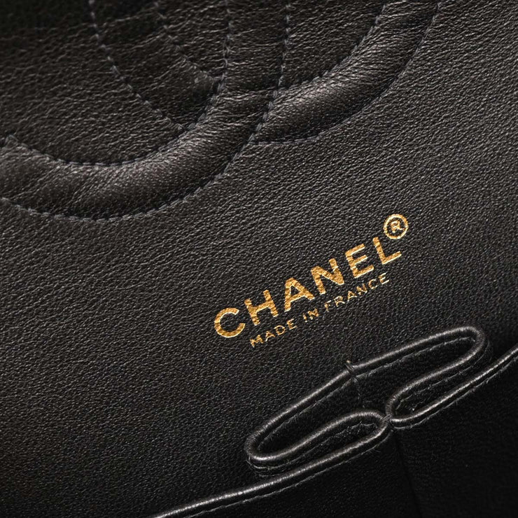 Chanel Black Calfskin Medium Classic Double Flap Shoulder Bag 144755
