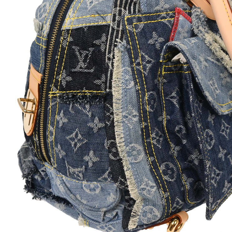 Louis Vuitton Blue Monogram Denim Patchwork Bowly Handbag M95376 CE0067 144766