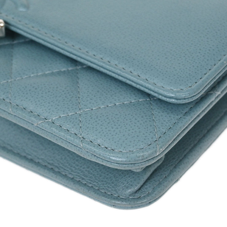 Chanel Light Blue Calfskin Half Coco WOC Wallet On Chain 144770