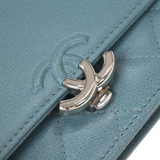 Chanel Light Blue Calfskin Half Coco WOC Wallet On Chain 144770