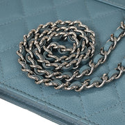 Chanel Light Blue Calfskin Half Coco WOC Wallet On Chain 144770