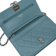 Chanel Light Blue Calfskin Half Coco WOC Wallet On Chain 144770