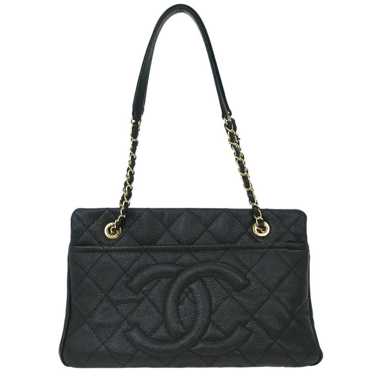 Chanel Black Calfskin Timeless CC Chain Tote Bag 144775