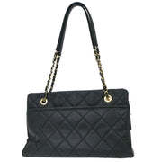 Chanel Black Calfskin Timeless CC Chain Tote Bag 144775