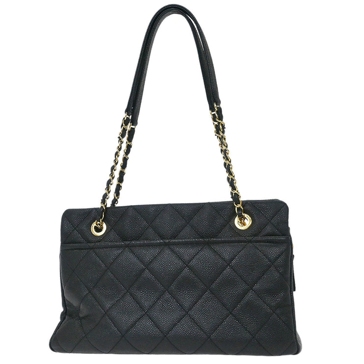 Chanel Black Calfskin Timeless CC Chain Tote Bag 144775
