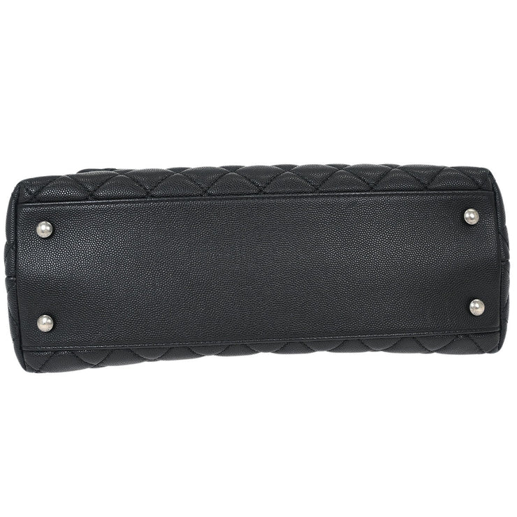 Chanel * Black Calfskin Lizard Coco Handle 2way Handbag 144776