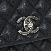 Chanel * Black Calfskin Lizard Coco Handle 2way Handbag 144776