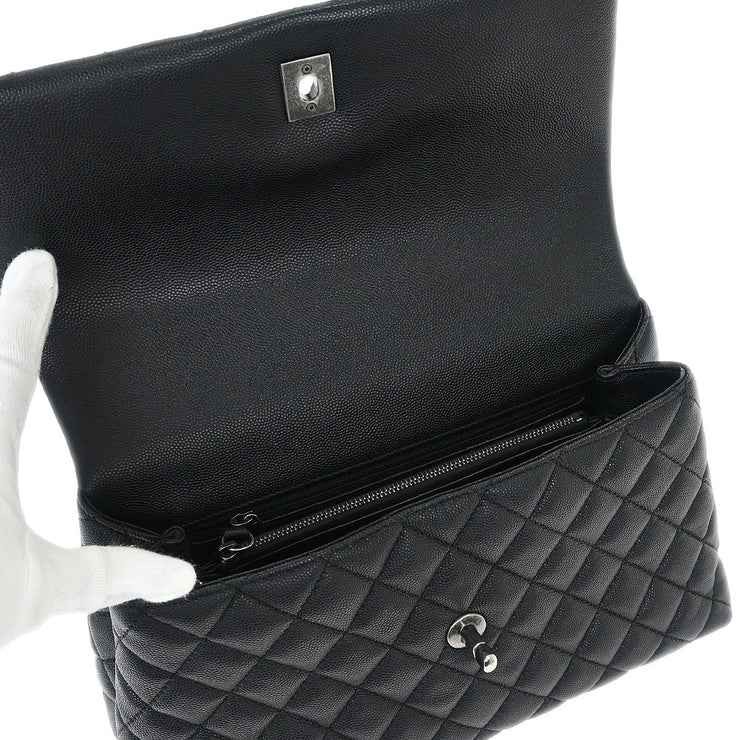 Chanel * Black Calfskin Lizard Coco Handle 2way Handbag 144776