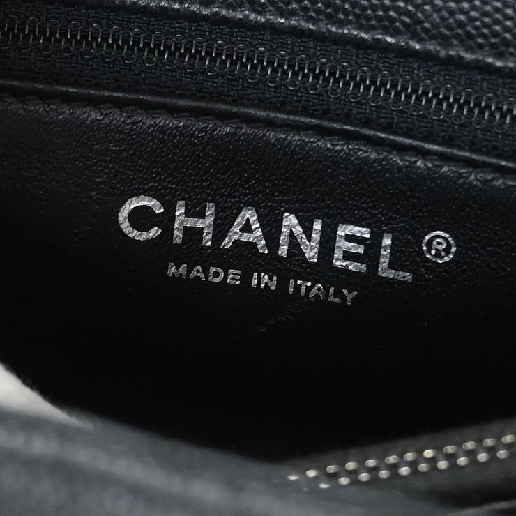 Chanel * Black Calfskin Lizard Coco Handle 2way Handbag 144776