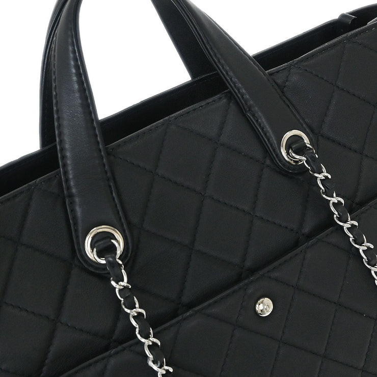 Chanel Black Lambskin Ultra Pocket Shopping Tote 2way Handbag 144810