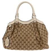 Gucci Beige Canvas GG Sukey Tote Handbag 211944 520981 144815
