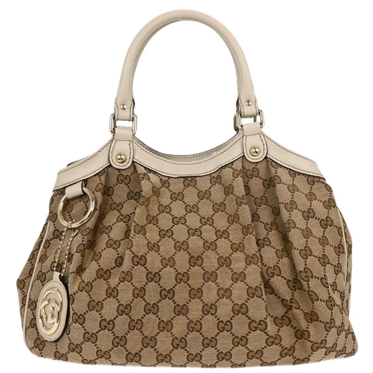 Gucci Beige Canvas GG Sukey Tote Handbag 211944 520981 144815