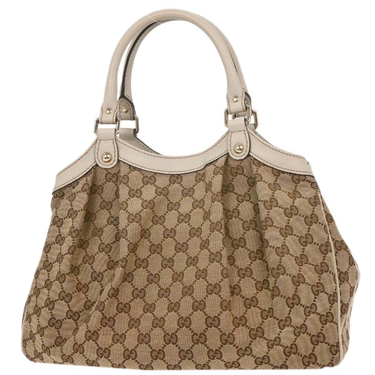 Gucci Beige Canvas GG Sukey Tote Handbag 211944 520981 144815