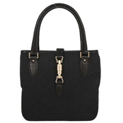 Gucci Black Canvas GG Jackie Tote Handbag 145817 204990 144821