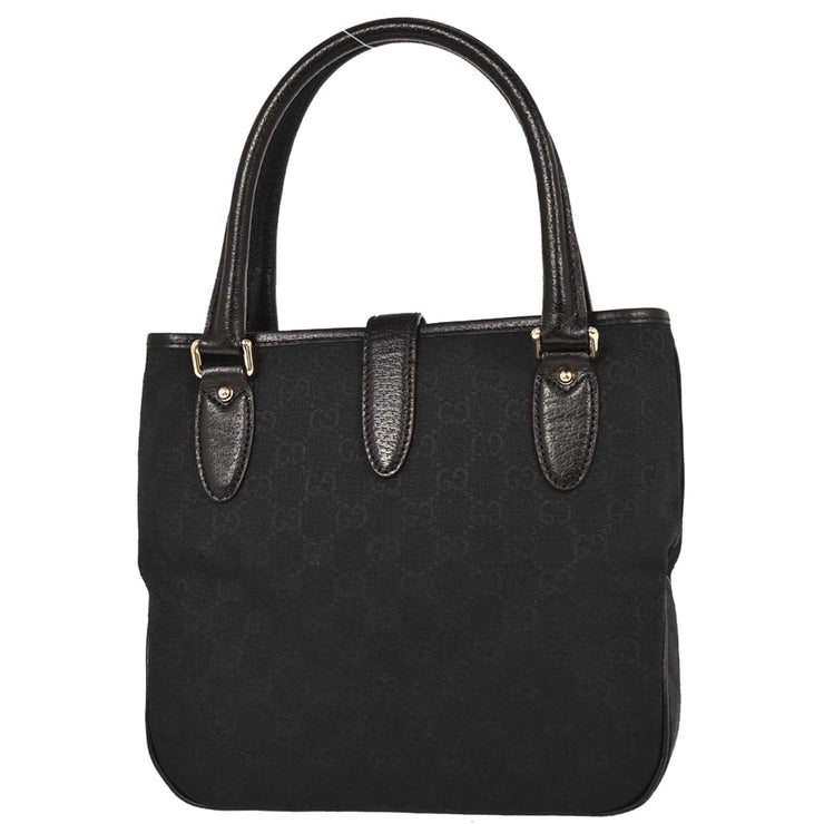 Gucci Black Canvas GG Jackie Tote Handbag 145817 204990 144821