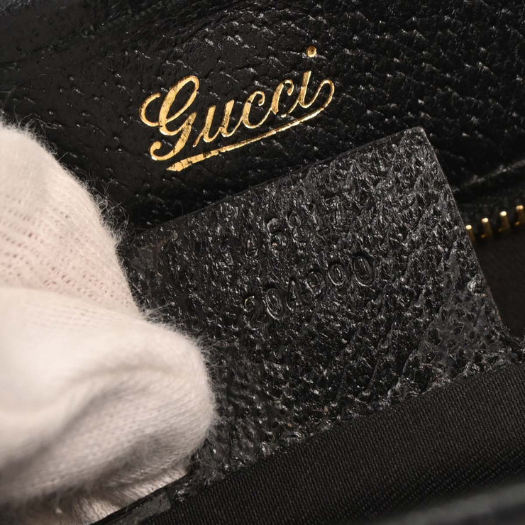 Gucci Black Canvas GG Jackie Tote Handbag 145817 204990 144821