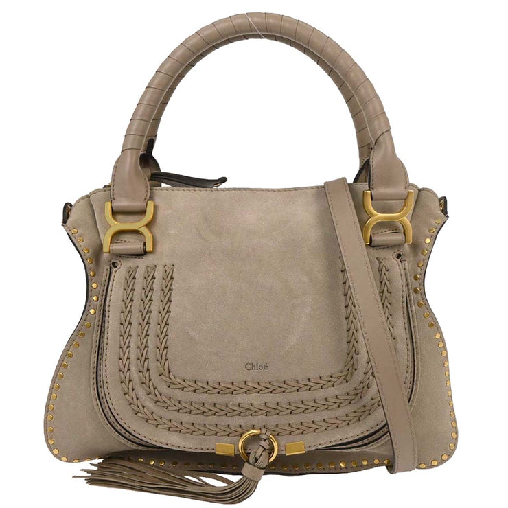 Chloe Gray Suede Marcie 2way Handbag 03-18-63-65 144827