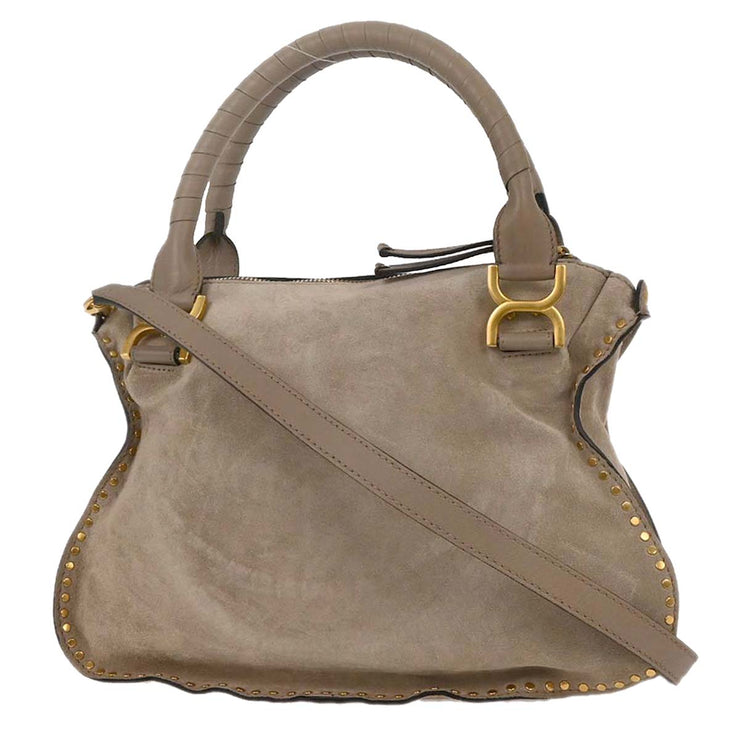 Chloe Gray Suede Marcie 2way Handbag 03-18-63-65 144827