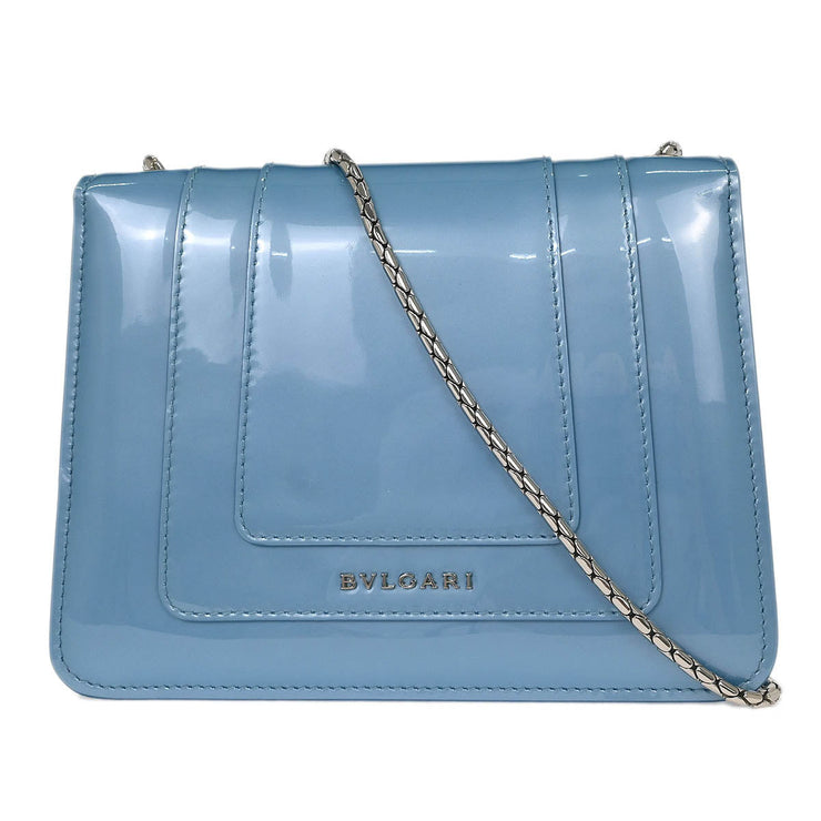 Bvlgari Light Blue Patent Leather Serpenti Forever Shoulder Bag 144830