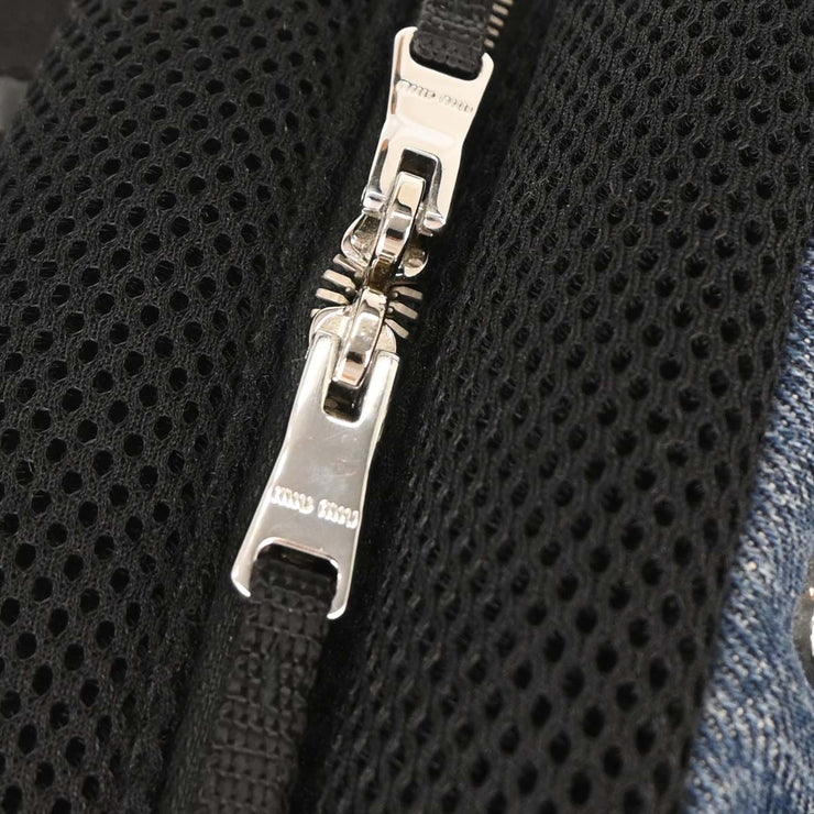Miu Miu Blue Black Denim Matelasse Backpack 5BZ005 251 144832