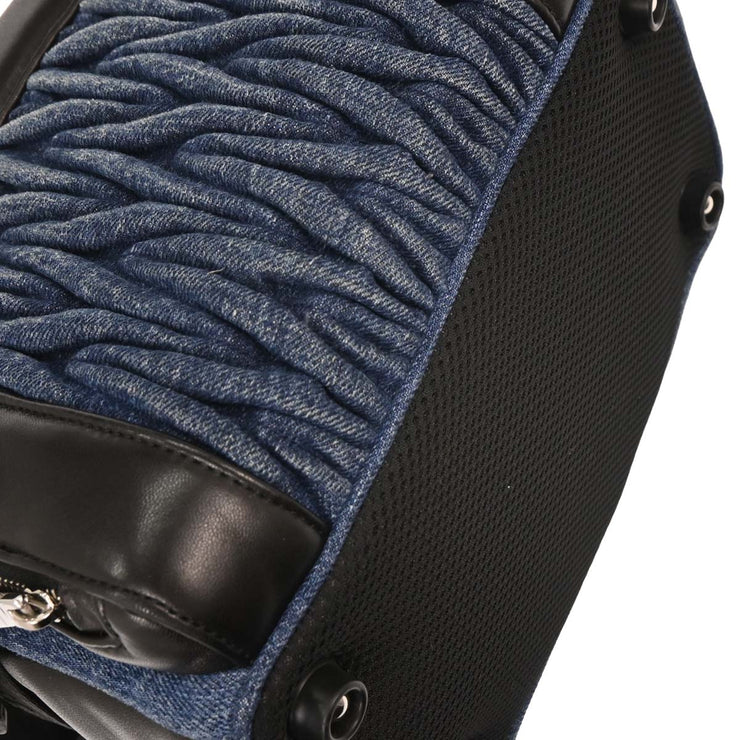 Miu Miu Blue Black Denim Matelasse Backpack 5BZ005 251 144832