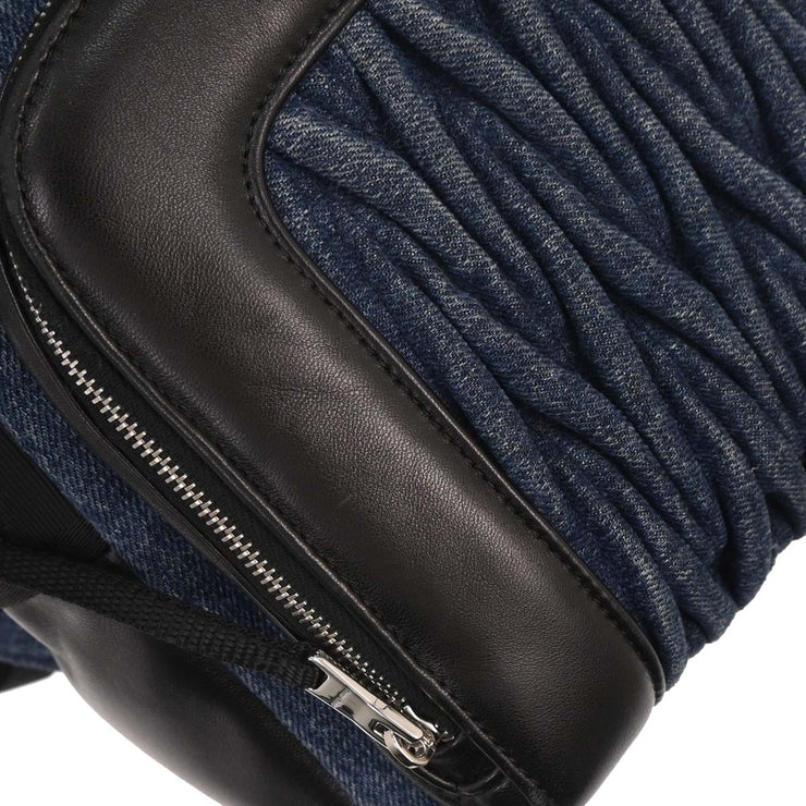 Miu Miu Blue Black Denim Matelasse Backpack 5BZ005 251 144832