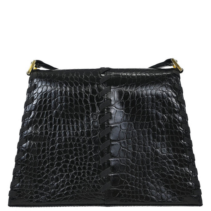 Yves Saint Laurent * Black Leather Shoulder Bag 144833