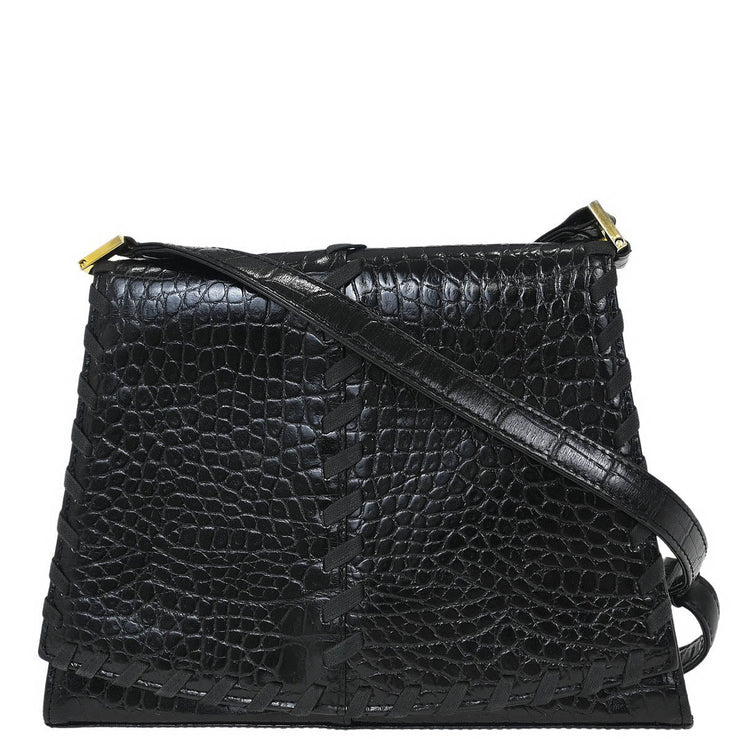 Yves Saint Laurent * Black Leather Shoulder Bag 144833