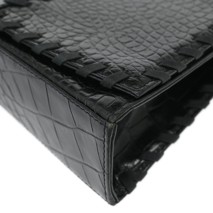 Yves Saint Laurent * Black Leather Shoulder Bag 144833