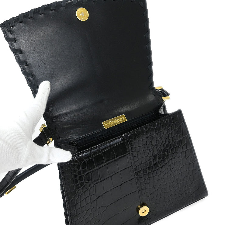 Yves Saint Laurent * Black Leather Shoulder Bag 144833