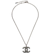 Chanel CC Chain Necklace Silver Black Rhinestone 05P 144836
