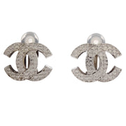 Chanel Silver CC Earrings Clip-On 00A 144850